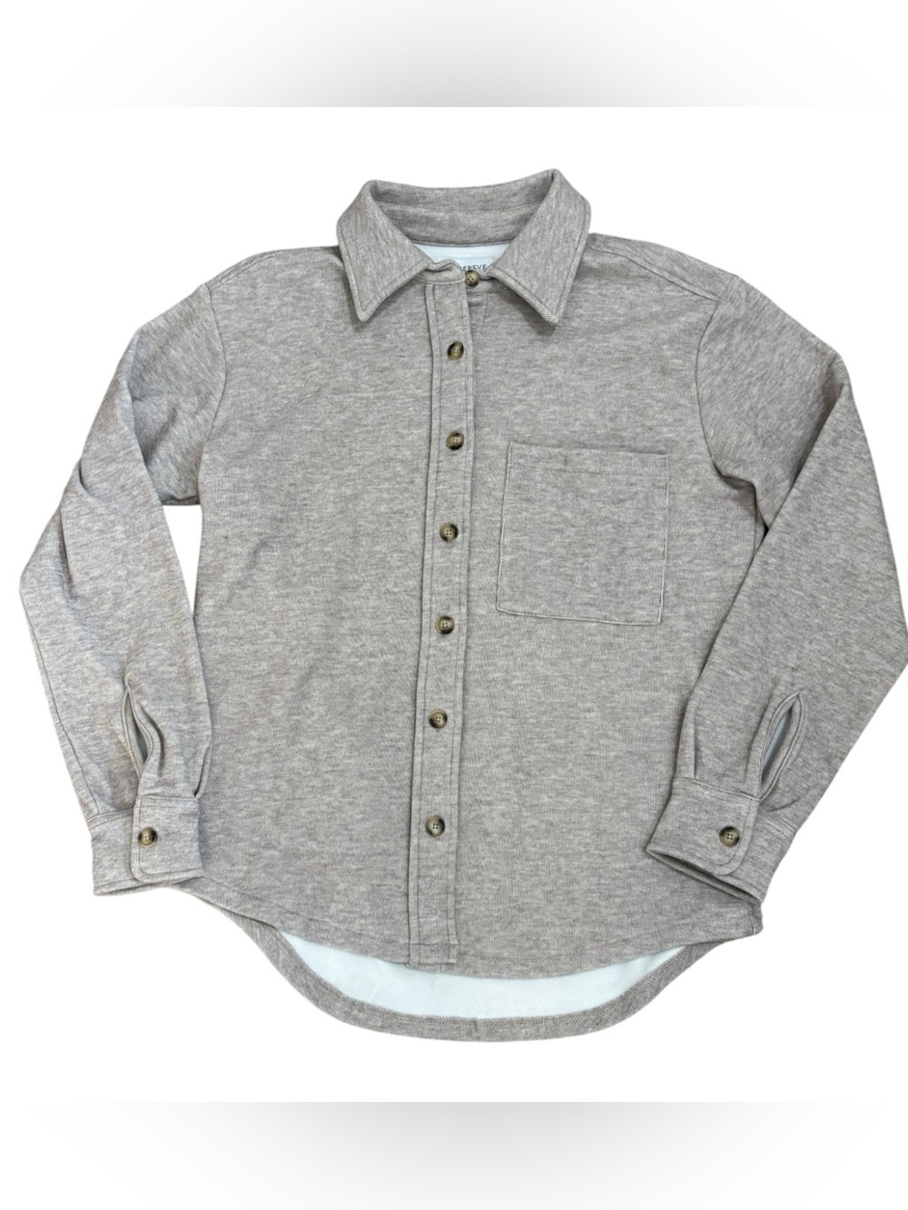 Evereve Knit Fleece Shirt Jacket in Heather Oatmeal NWOT - Picture 4 of 9